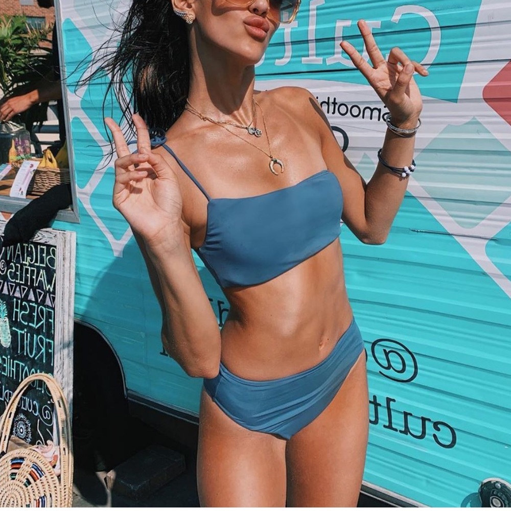 VIX PAULAHERMANNY Blue Grey One Shoulder Bikini